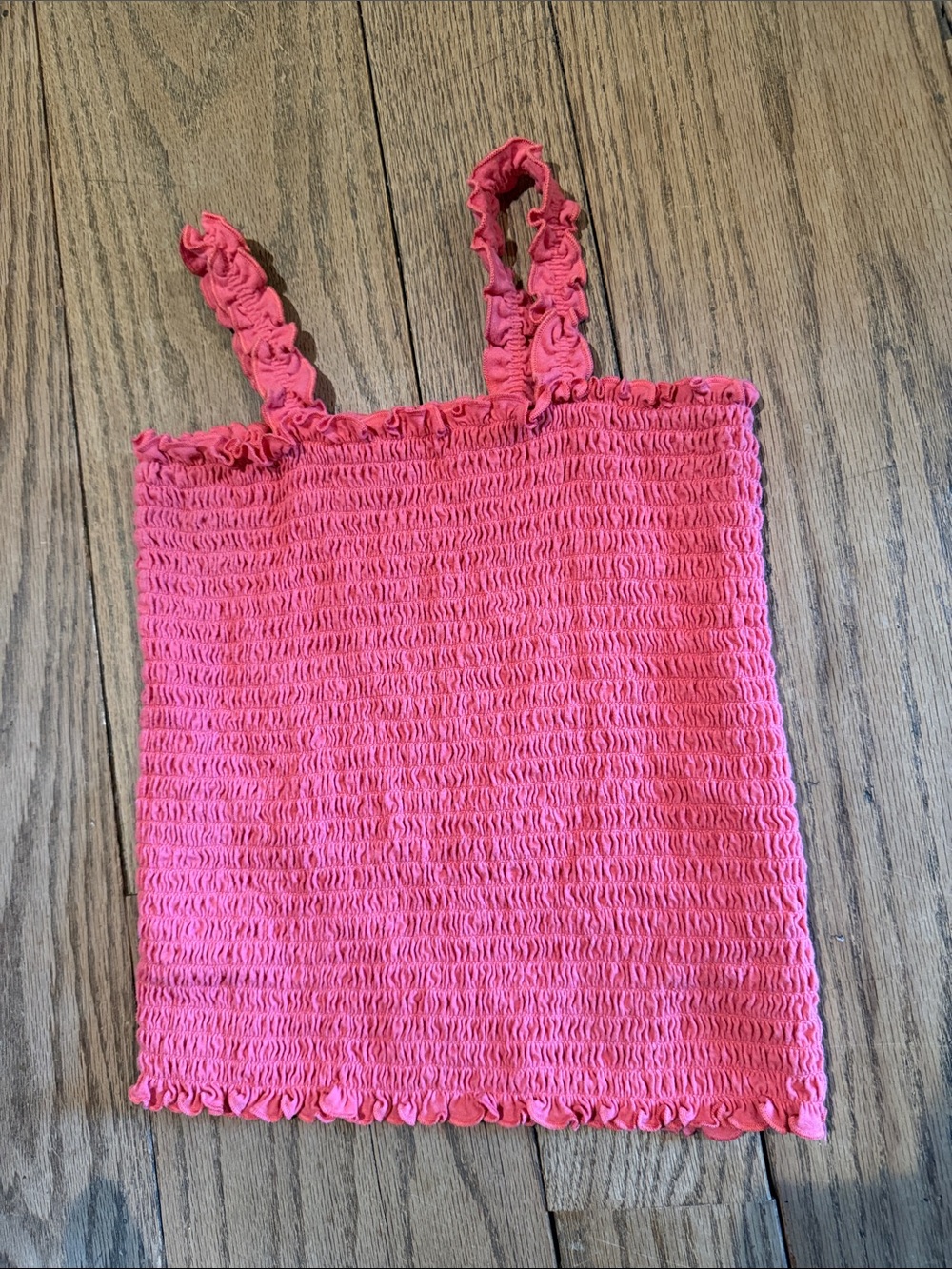 Pink Smocked Ruffle Strap girls Tank Top